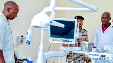 Chadian peacekeeping police support police health center with medical equipment