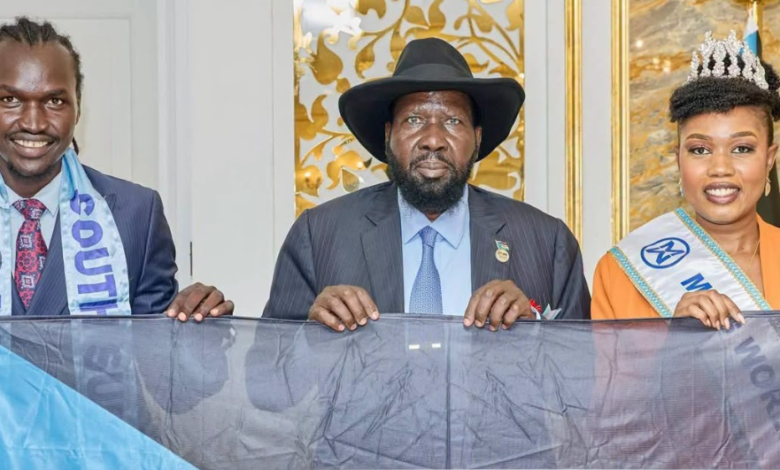 رئيس جنوب السودان يستقبل ملكة جمال بلاده في جوبا