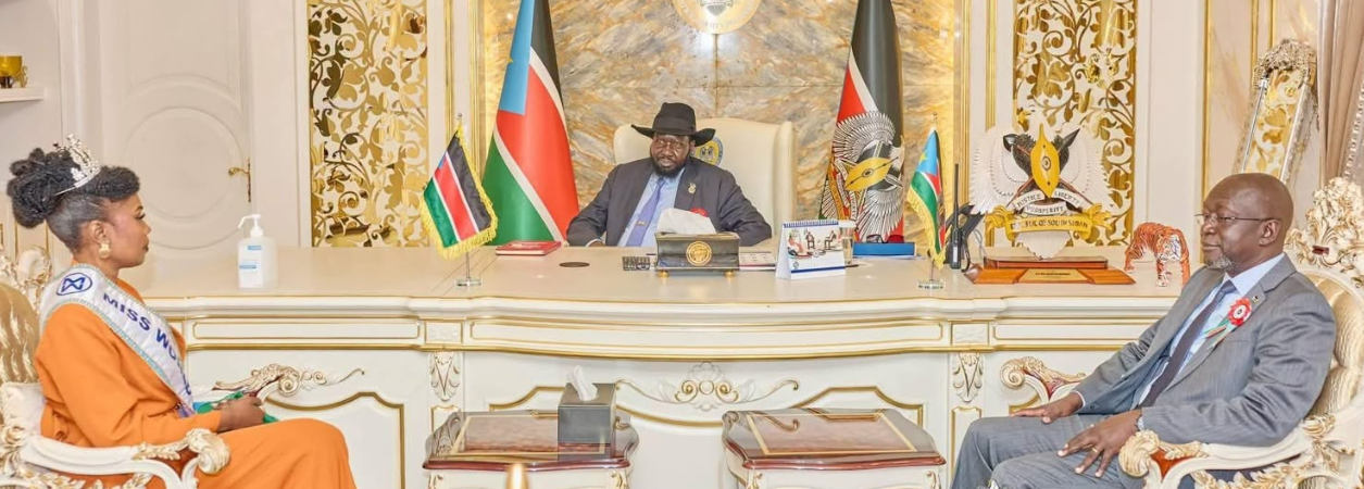 رئيس جنوب السودان يستقبل ملكة جمال بلاده في جوبا