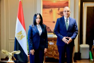 Dr. Hani Sweilem, Minister of Water Resources and Irrigation, and Sally Atef, Chairperson of the Board of Directors and Editor-in-Chief of Zoom Africa News.